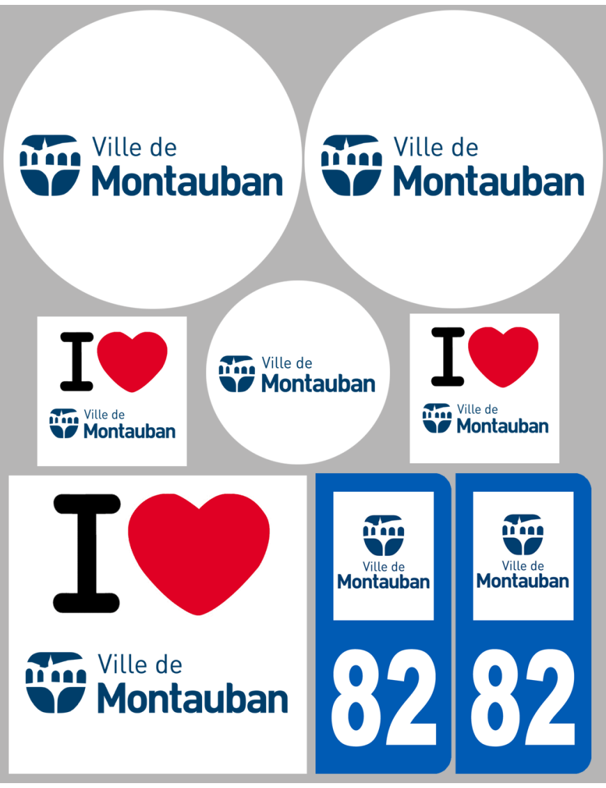 Montauban - 8 autocollants variés - Sticker/autocollant