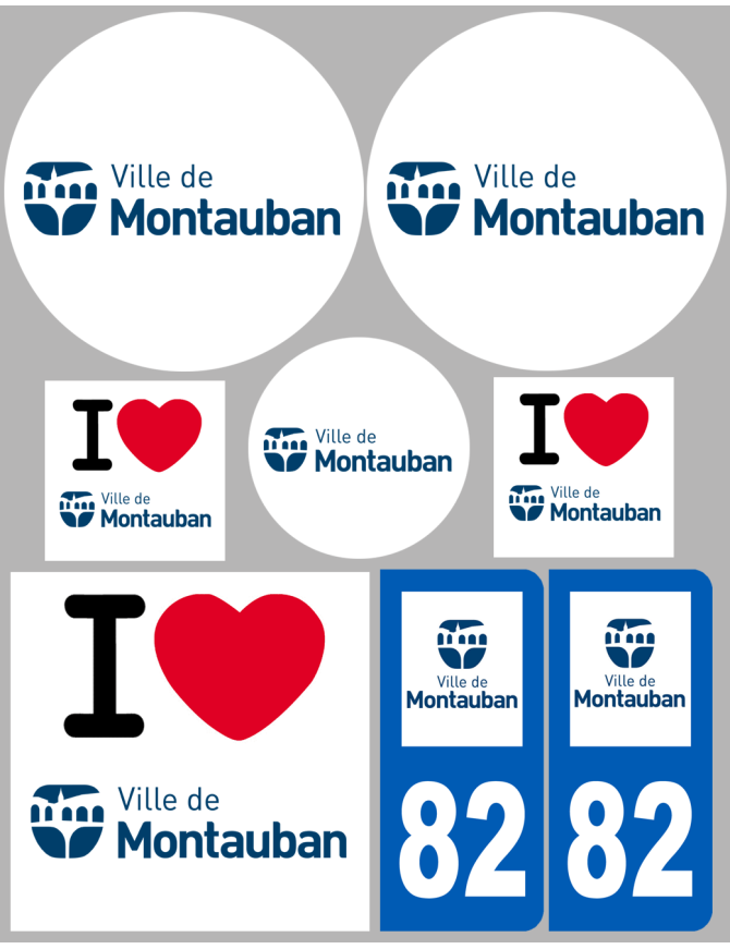 Montauban - 8 autocollants variés - Sticker/autocollant