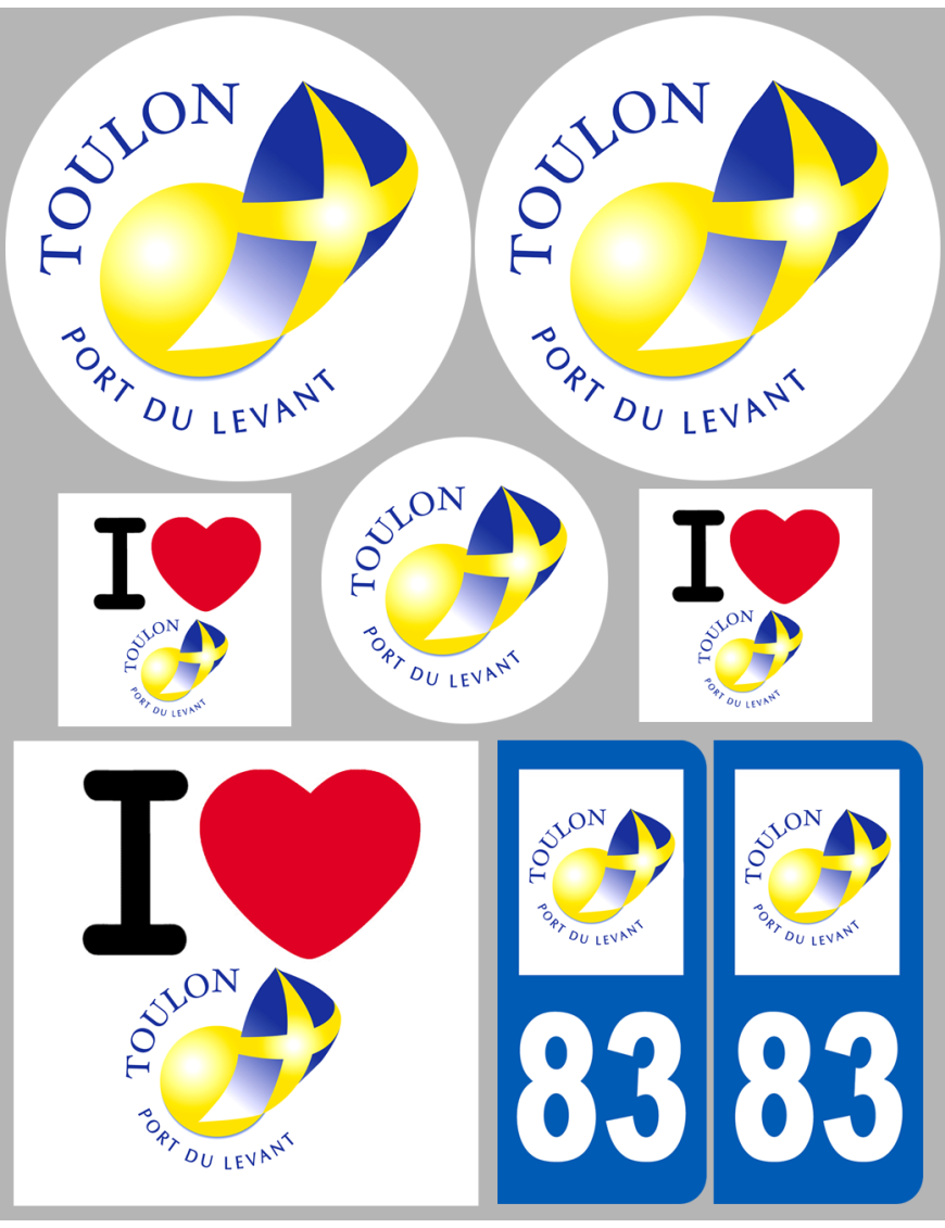 Toulon - 8 autocollants variés - Sticker/autocollant