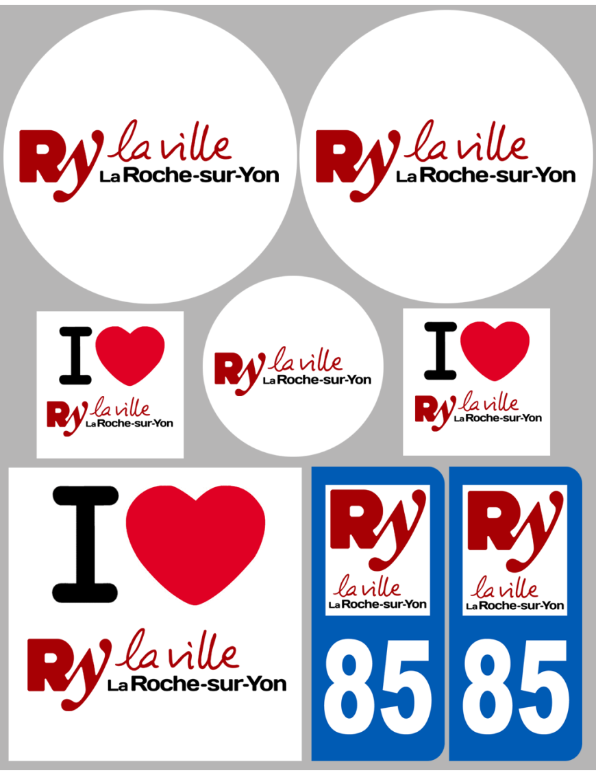 La Roche-sur-Yon - 8 autocollants variés - Sticker/autocollant