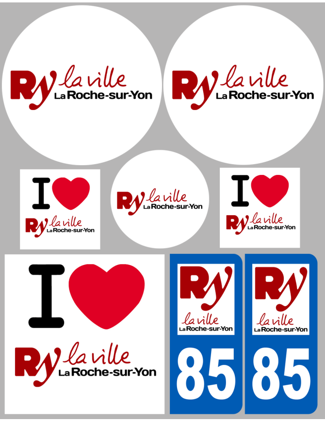 La Roche-sur-Yon - 8 autocollants variés - Sticker/autocollant