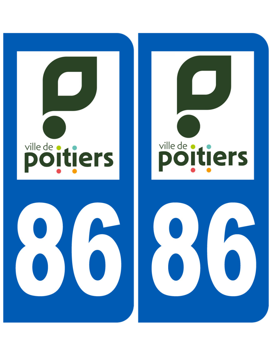 immatriculation Poitiers 86 - Sticker/autocollant immatriculation Poitiers 86 - Sticker/autocollant