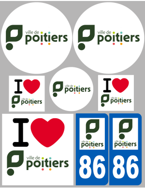 Poitiers - 8 autocollants variés - Sticker/autocollant