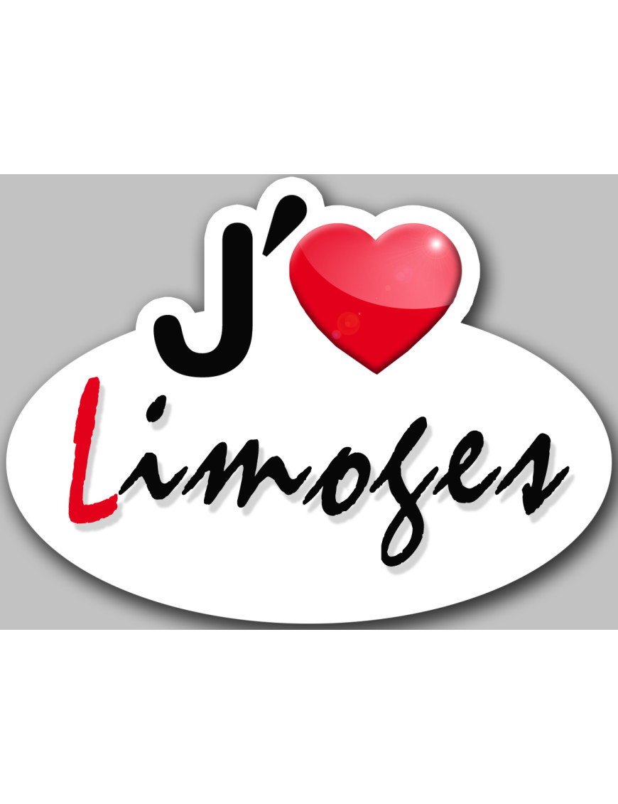 j'aime Limoge - 5x3.7cm - Sticker/autocollant j'aime Limoge - 5x3.7cm - Sticker/autocollant