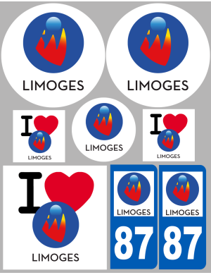 Limoges - 8 autocollants variés - Sticker/autocollant
