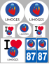 Limoges - 8 autocollants variés - Sticker/autocollant