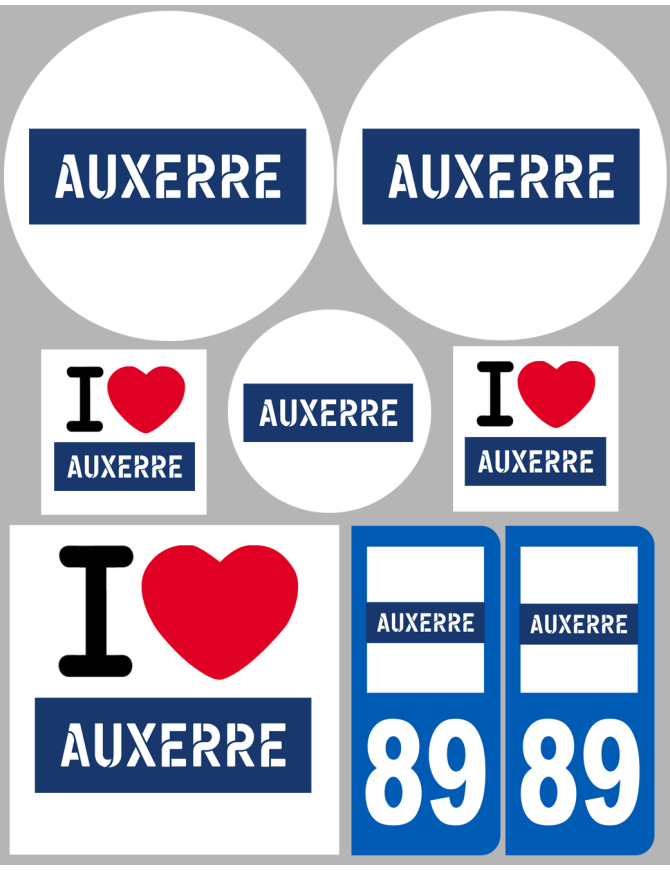 Auxerre - 8 autocollants variés - Sticker/autocollant