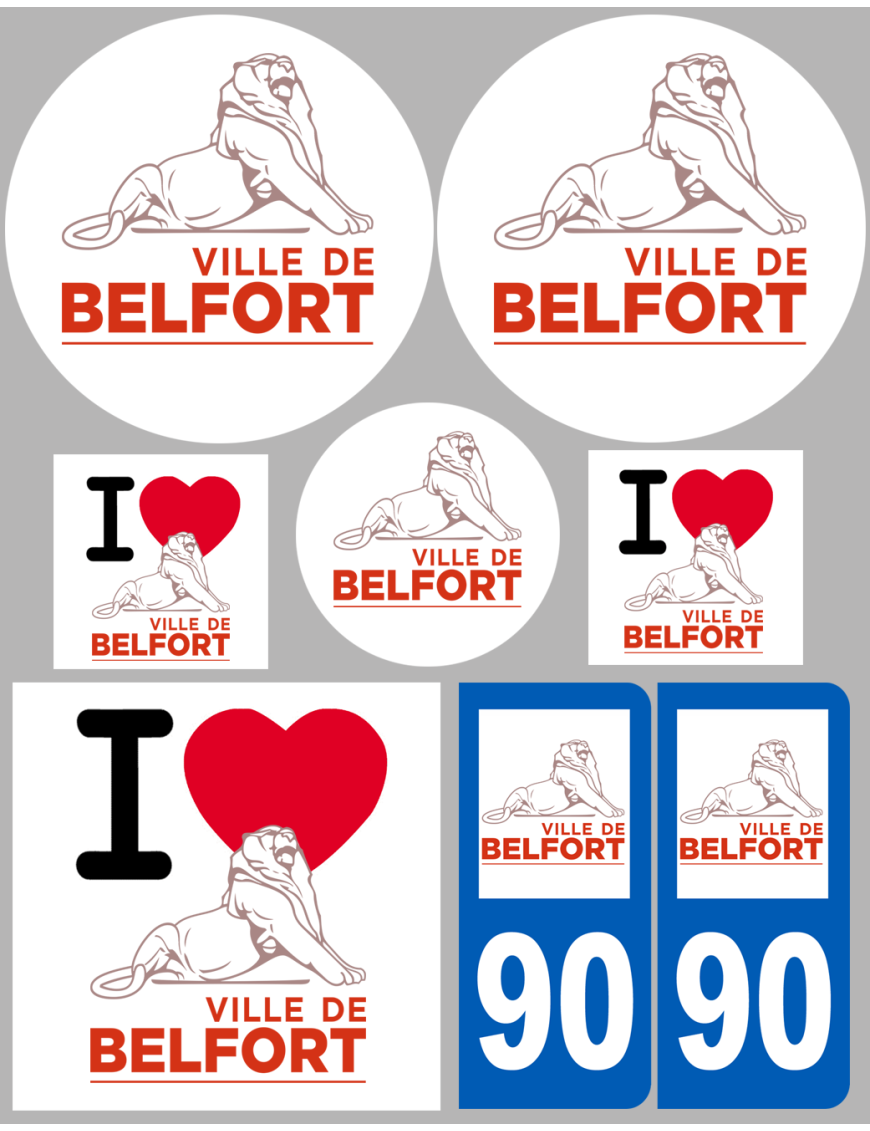 Belfort - 8 autocollants variés - Sticker/autocollant