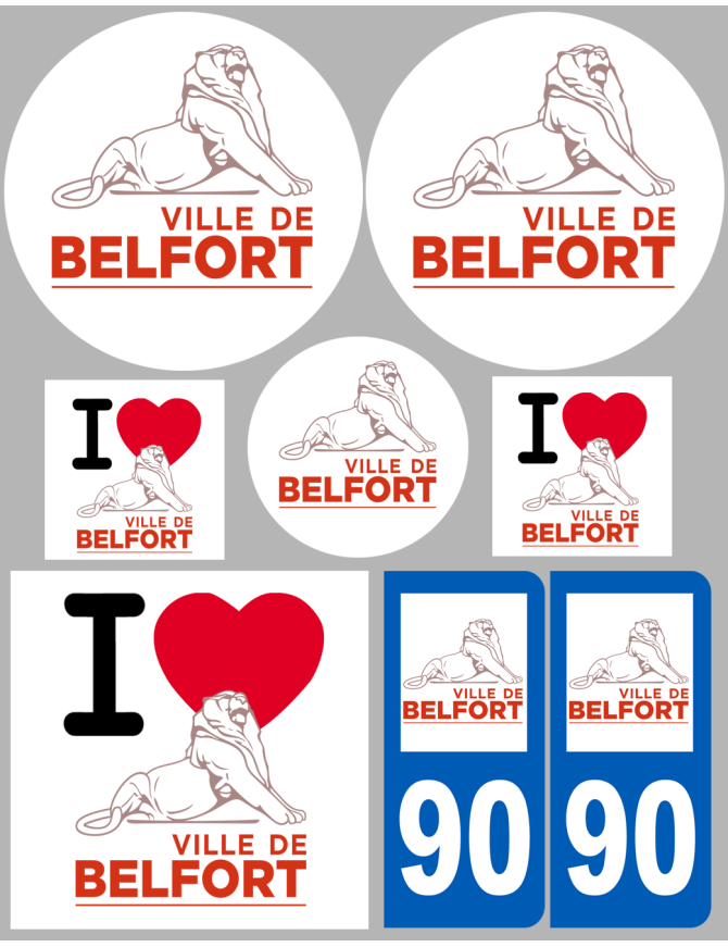 Belfort - 8 autocollants variés - Sticker/autocollant
