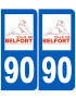 immatriculation Belfort 90 - Sticker/autocollant