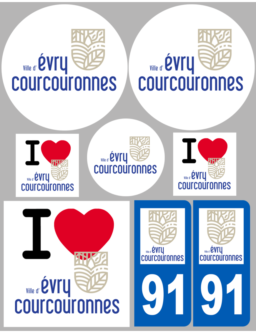 Évry-Courcouronnes - 8 autocollants variés - Sticker/autocollant