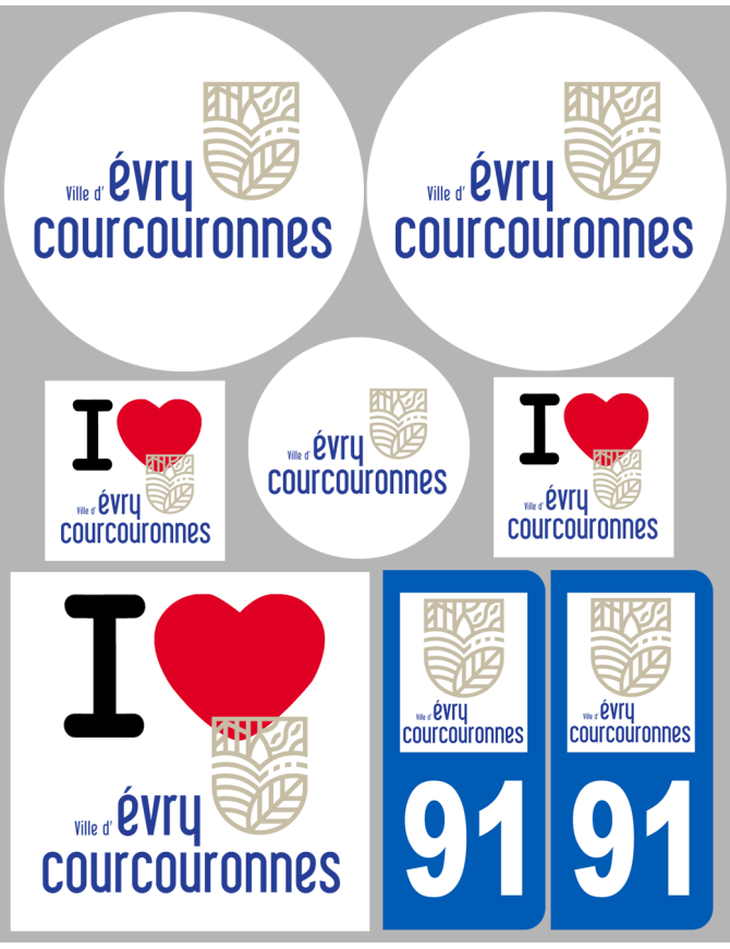 Évry-Courcouronnes - 8 autocollants variés - Sticker/autocollant