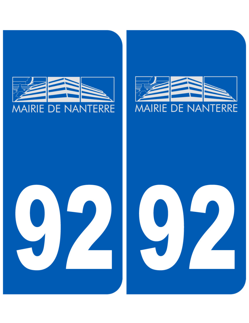immatriculation Nanterre 92 - Sticker/autocollant immatriculation Nanterre 92 - Sticker/autocollant
