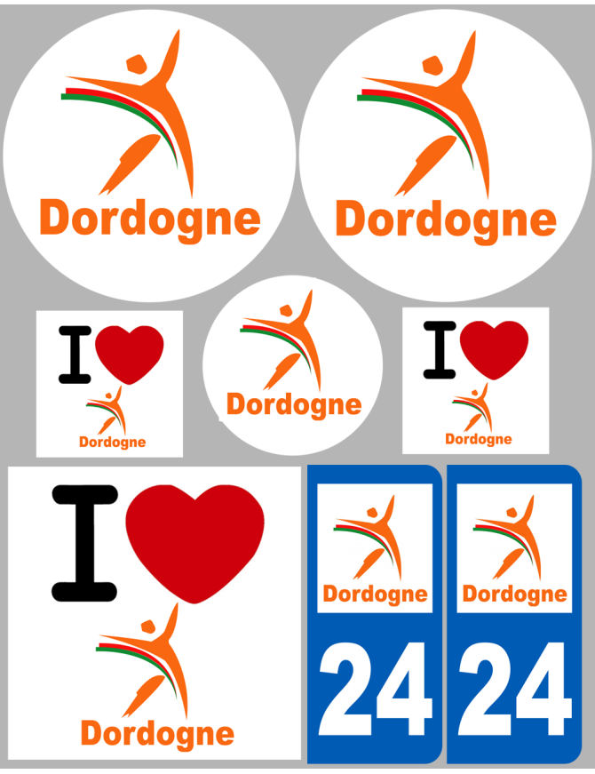 Dordogne (8 autocollants variés) - Sticker/autocollant