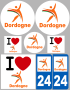 Dordogne (8 autocollants variés) - Sticker/autocollant