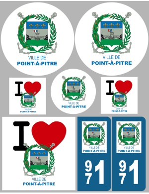 Pointe-à-Pitre - 8 autocollants variés - Sticker/autocollant