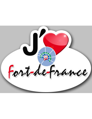 j'aime Fort de France (5x3.7cm) - Sticker/autocollant