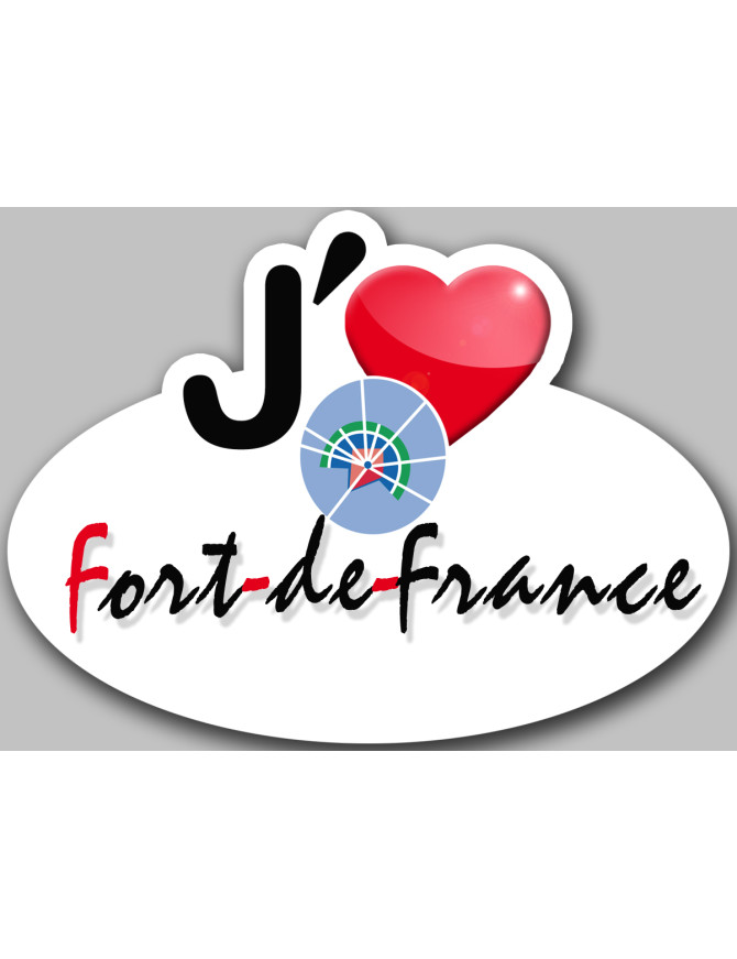 j'aime Fort de France (5x3.7cm) - Sticker/autocollant