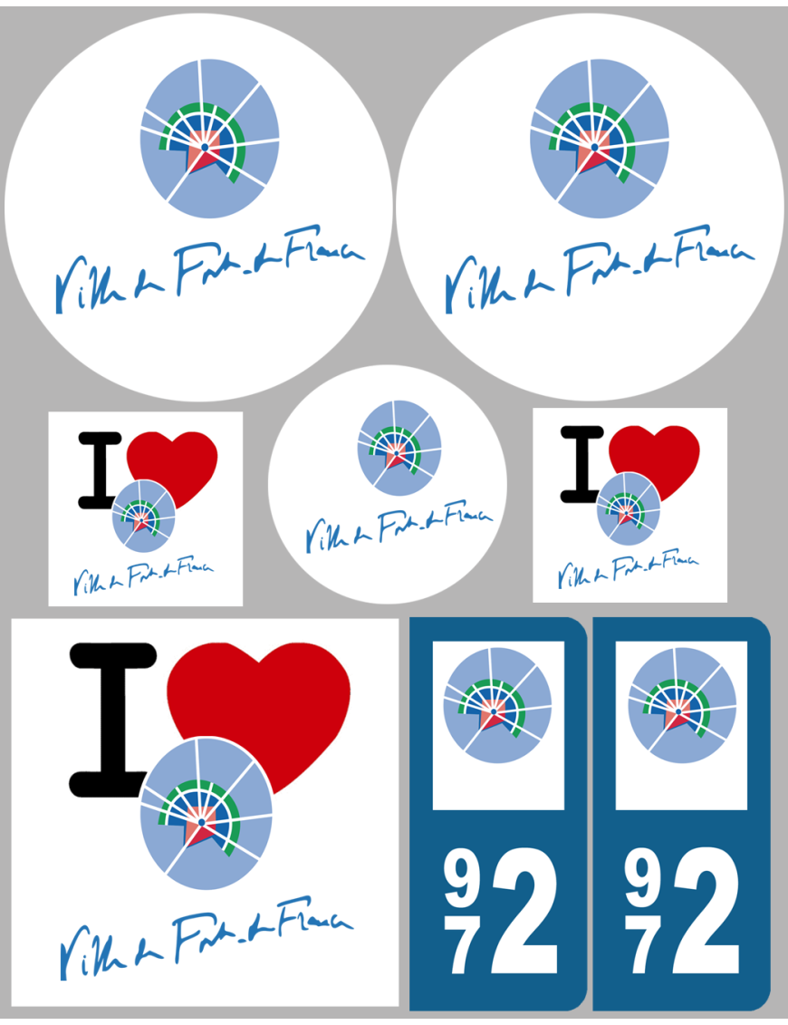 Fort de France - 8 autocollants variés - Sticker/autocollant