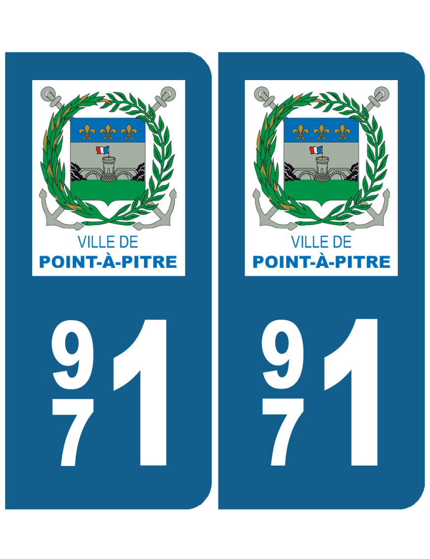 immatriculation Pointe-à-Pitre 971 - Sticker/autocollant immatriculation Pointe-à-Pitre 971 - Sticker/autocollant