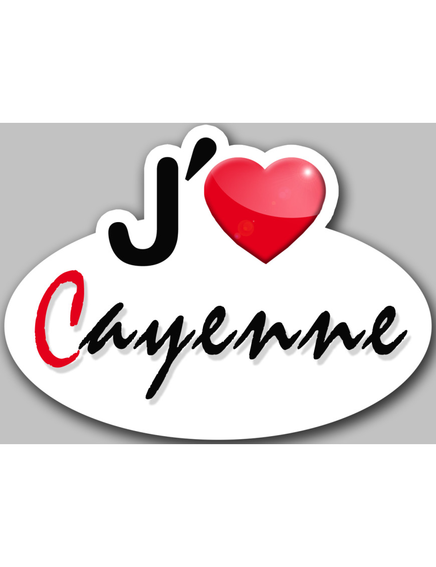 j'aime Cayenne (15x11cm) - Sticker/autocollant j'aime Cayenne (15x11cm) - Sticker/autocollant