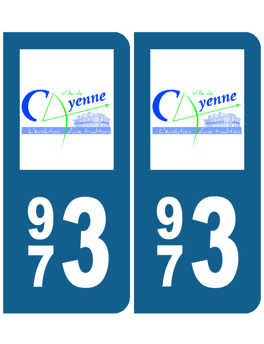 immatriculation Cayenne 973 - Sticker/autocollant immatriculation Cayenne 973 - Sticker/autocollant
