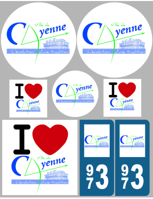 Cayenne - 8 autocollants variés - Sticker/autocollant