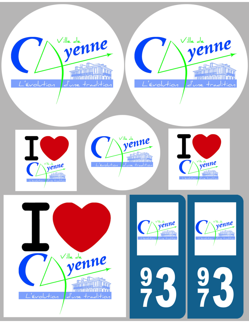 Cayenne - 8 autocollants variés - Sticker/autocollant Cayenne - 8 autocollants variés - Sticker/autocollant