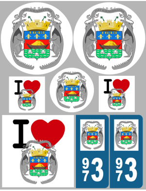 Cayenne blason - 8 autocollants variés - Sticker/autocollant