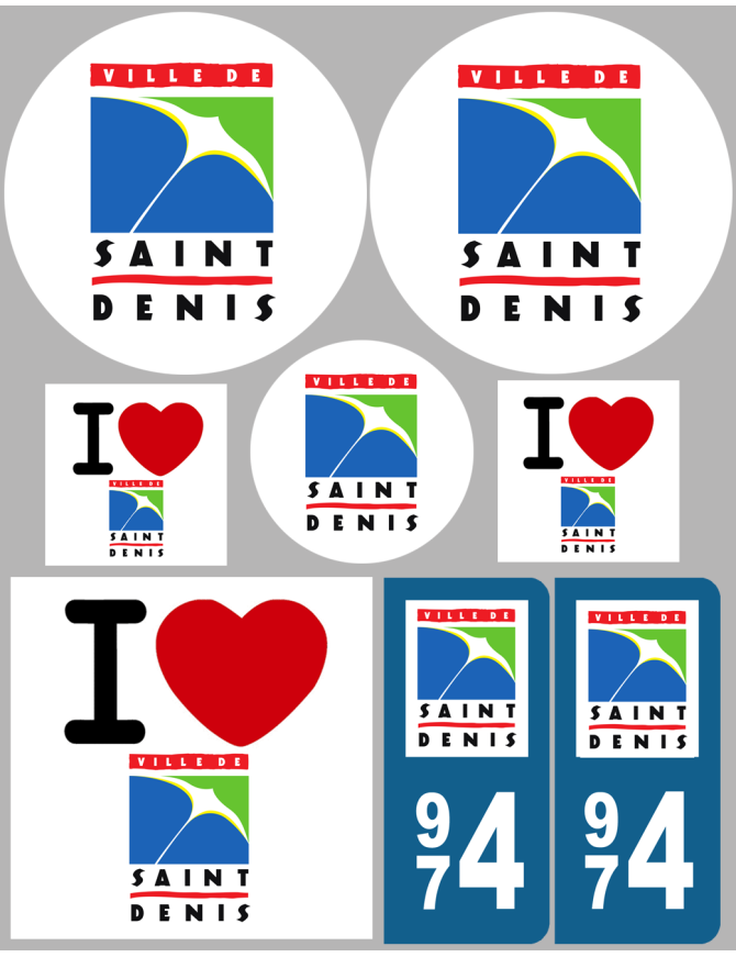 Saint-Denis de la Réunion - 8 autocollants variés - Sticker/autocollant