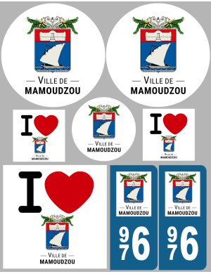 Mamoudzou - 8 autocollants variés - Sticker/autocollant