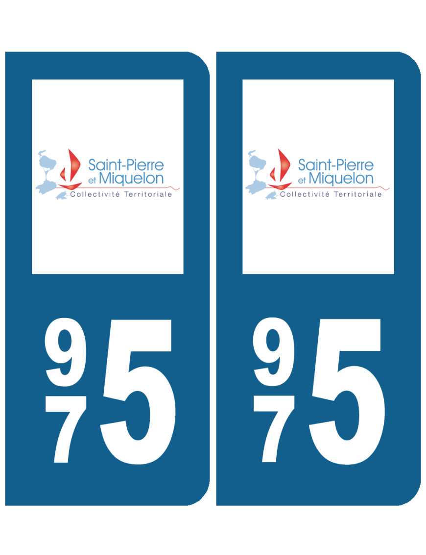 immatriculation 975 (Saint-Pierre et Miquelon) - Sticker/autocollant immatriculation 975 (Saint-Pierre et Miquelon) - Sticker/autocollant