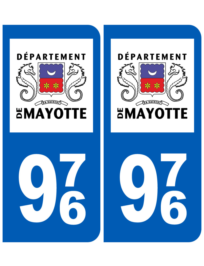 immatriculation 976 (Mayotte) - Sticker/autocollant immatriculation 976 (Mayotte) - Sticker/autocollant