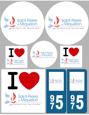 Saint-Pierre et Miquelon - Kit 8 stickers - Sticker/autocollant