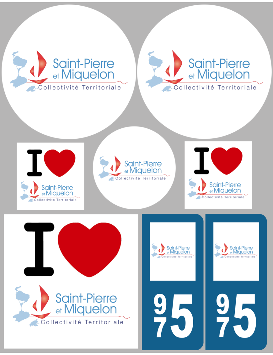 Saint-Pierre et Miquelon - Kit 8 stickers - Sticker/autocollant