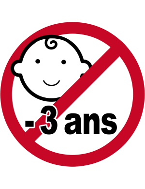 Interdit moins 3 ans - 20x20cm - Sticker/autocollant