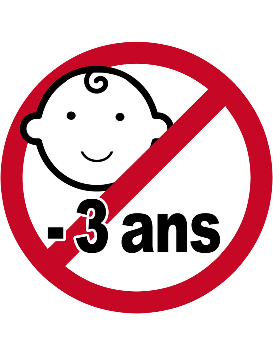 Interdit moins 3 ans - 15x15cm - Sticker/autocollant