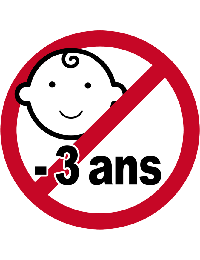 Interdit moins 3 ans - 15x15cm - Sticker/autocollant
