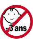 Interdit moins 3 ans - 10x10cm - Sticker/autocollant