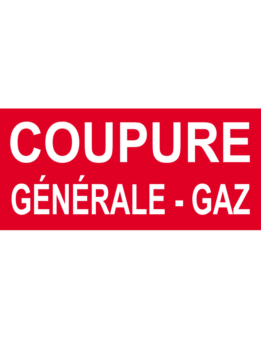 Coupure générale gaz - 20x9.2cm - Sticker/autocollant Coupure générale gaz - 20x9.2cm - Sticker/autocollant