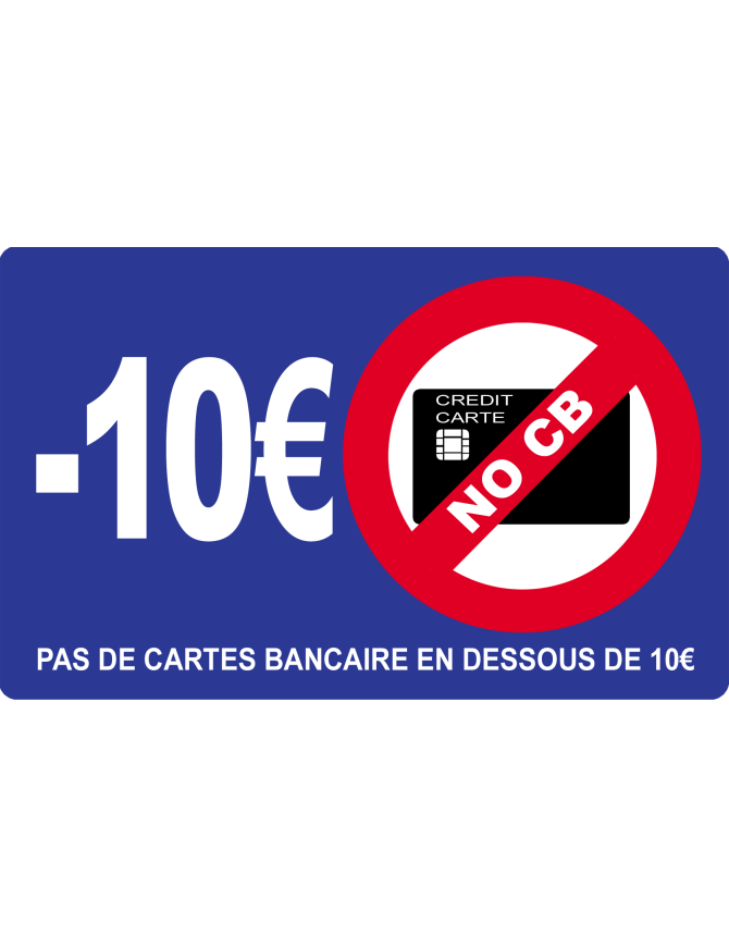 Pas de cartes bancaires en dessous de 10 euros - 20x12.3cm - Sticker/autocollant