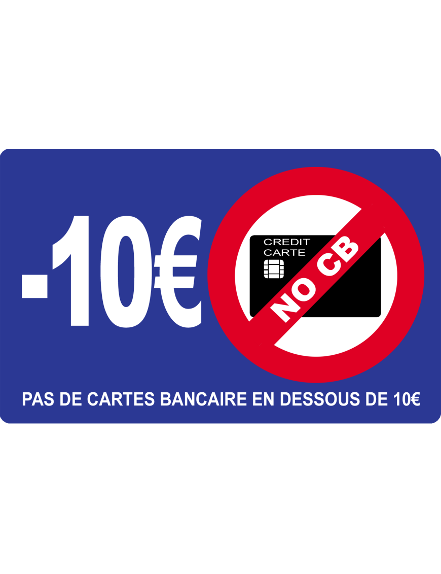 Pas de cartes bancaires en dessous de 10 euros - 15x9.2cm - Sticker/autocollant