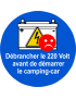 Débrancher le 220 Volt  avant de démarrer  le camping-car - 10cm - Sticker/autocollant