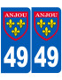 Immatriculation Anjou 49 Maine et Loire - Sticker/autocollant