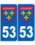 Immatriculation Anjou 53 Mayenne - Sticker/autocollant