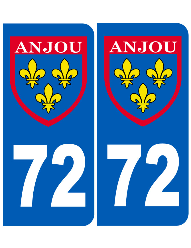 Immatriculation Anjou 72 Sarthe - Sticker/autocollant