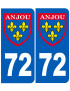 Immatriculation Anjou 72 Sarthe - Sticker/autocollant