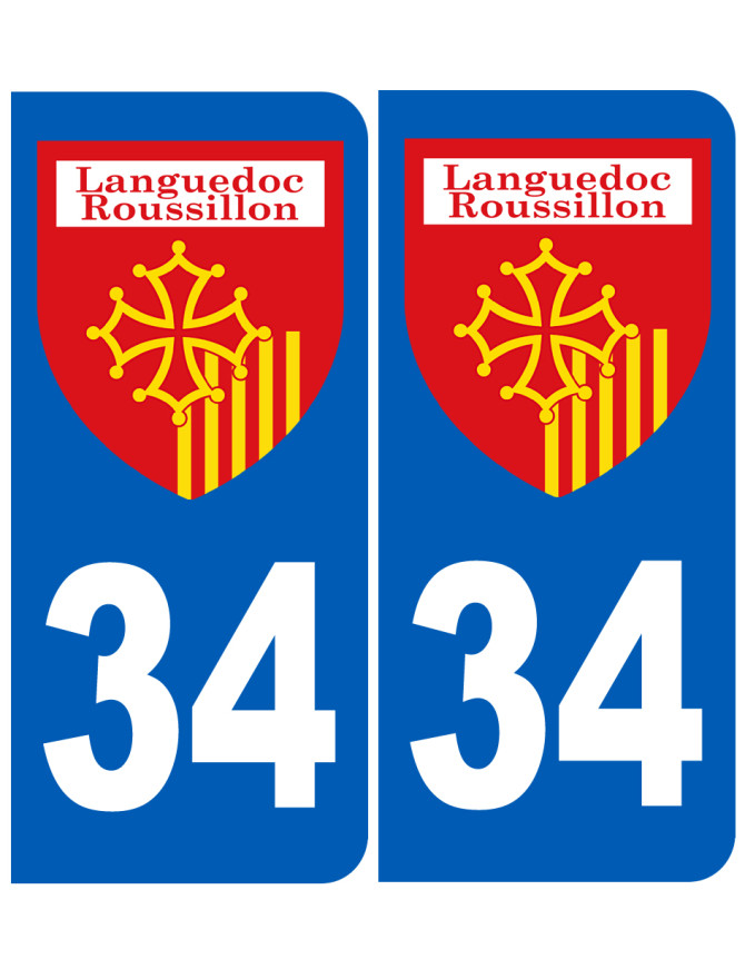 Immatriculation Languedoc-Roussillon 34 - Sticker/autocollant