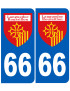 Immatriculation Languedoc-Roussillon 66 - Sticker/autocollant