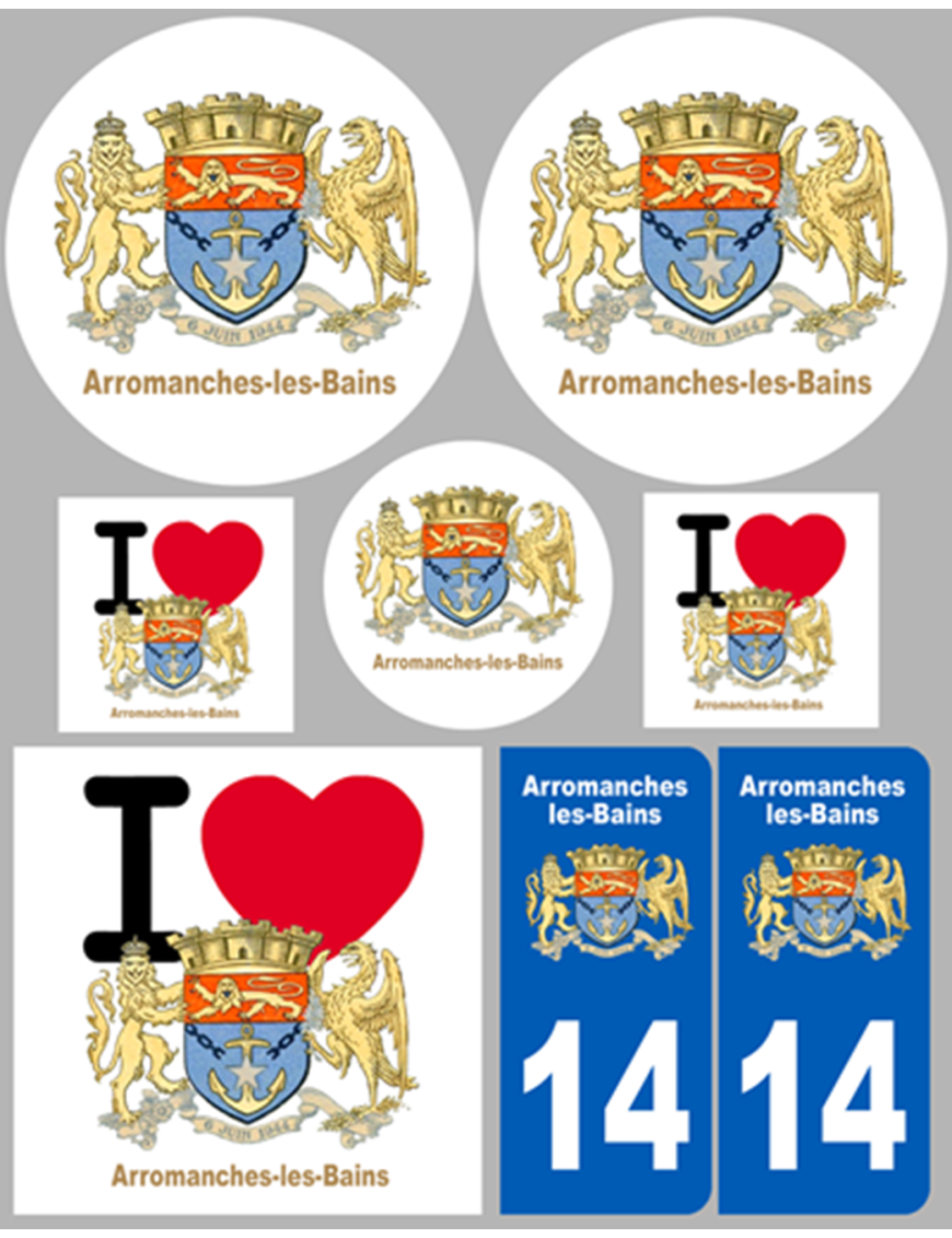 Arromanches-les-Bains - 8 autocollants variés - Sticker/autocollant Arromanches-les-Bains - 8 autocollants variés - Sticker/autocollant